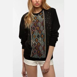 Urban Outfitters Ecote Distressed Sweatshirt with Geometric Embroidery Christmas